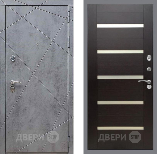 Дверь Рекс (REX) 13 Бетон Темный СБ-14 стекло белое венге поперечный в Жуковский