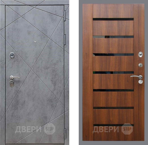 Входная металлическая Дверь Рекс (REX) 13 Бетон Темный СБ-14 стекло черное Орех бренди в Жуковский
