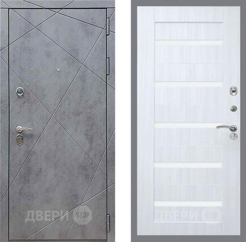 Дверь Рекс (REX) 13 Бетон Темный СБ-14 стекло белое Сандал белый в Жуковский
