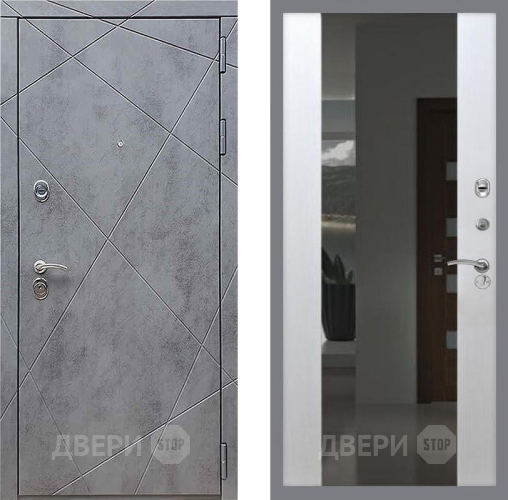 Дверь Рекс (REX) 13 Бетон Темный СБ-16 Зеркало Белый ясень в Жуковский