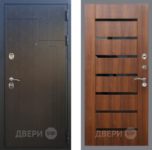 Входная металлическая Дверь Рекс (REX) Премиум-246 СБ-14 стекло черное Орех бренди в Жуковский