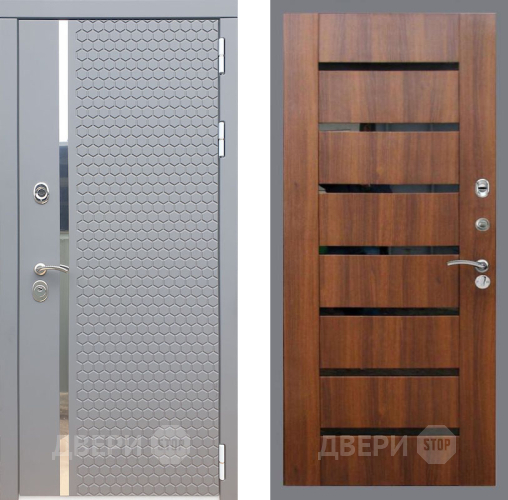 Входная металлическая Дверь Рекс (REX) 24 СБ-14 стекло черное Орех бренди в Жуковский