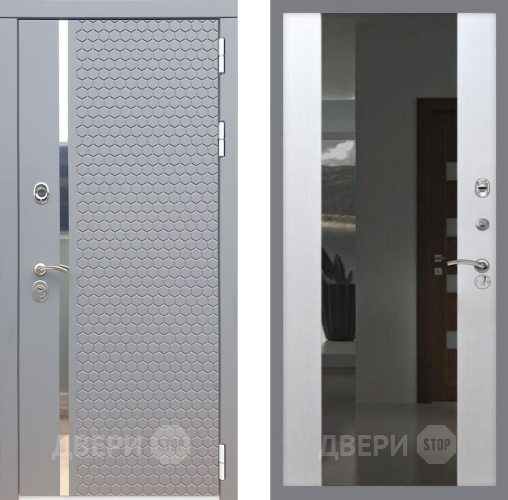 Входная металлическая Дверь Рекс (REX) 24 СБ-16 Зеркало Белый ясень в Жуковский