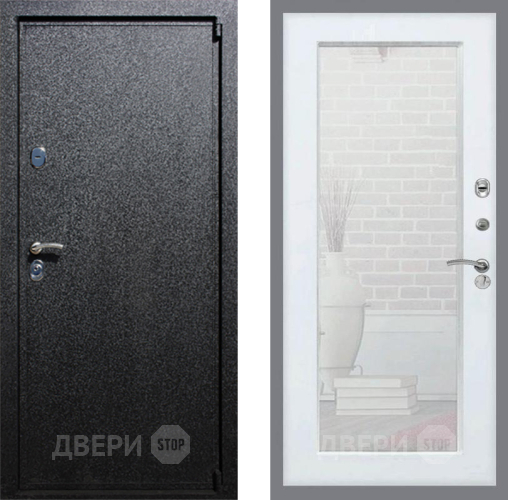 Входная металлическая Дверь Рекс (REX) 3 Зеркало Пастораль Силк Сноу в Жуковский