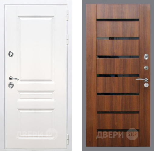 Дверь Рекс (REX) Премиум-н Силк Сноу СБ-14 стекло черное Орех бренди в Жуковский