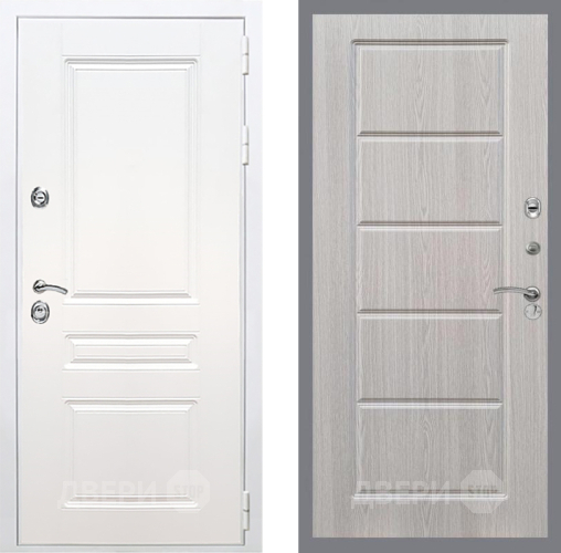 Входная металлическая Дверь Рекс (REX) Премиум-н Силк Сноу FL-39 Беленый дуб в Жуковский