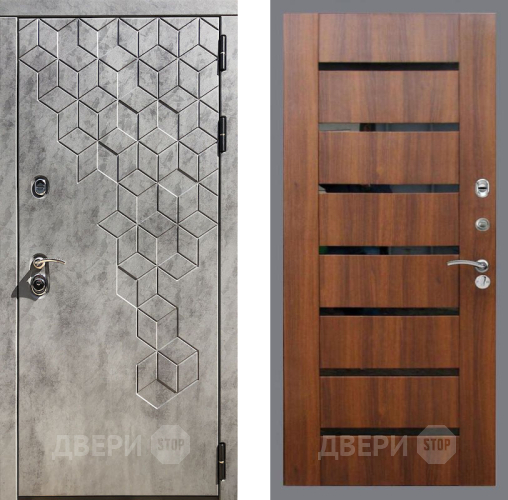 Входная металлическая Дверь Рекс (REX) 23 СБ-14 стекло черное Орех бренди в Жуковский