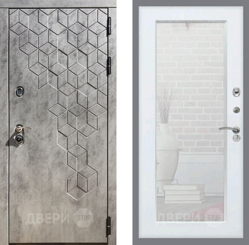 Входная металлическая Дверь Рекс (REX) 23 Зеркало Пастораль Белый ясень в Жуковский