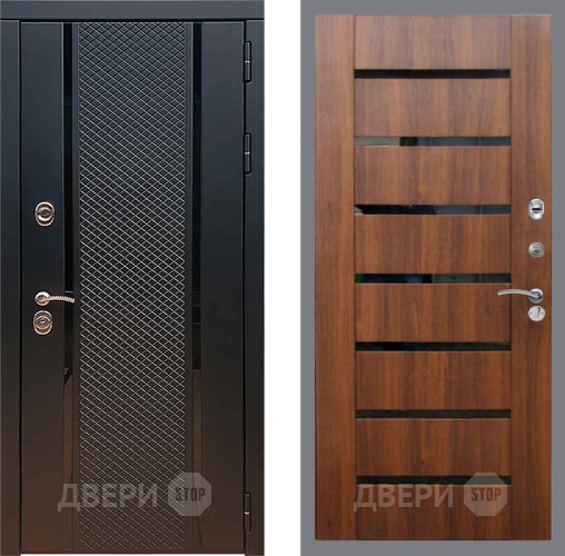Входная металлическая Дверь Рекс (REX) 25 СБ-14 стекло черное Орех бренди в Жуковский