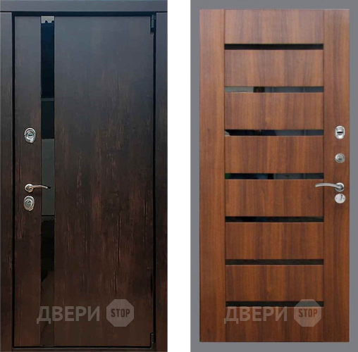 Входная металлическая Дверь Рекс (REX) 26 СБ-14 стекло черное Орех бренди в Жуковский