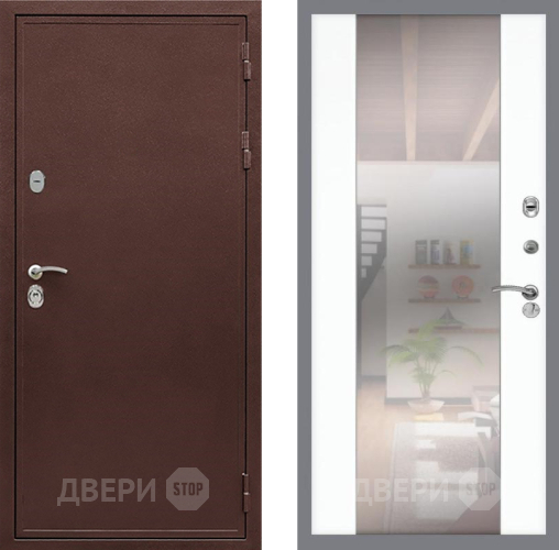 Входная металлическая Дверь Рекс (REX) 5 металл 3 мм СБ-16 Зеркало Силк Сноу в Жуковский