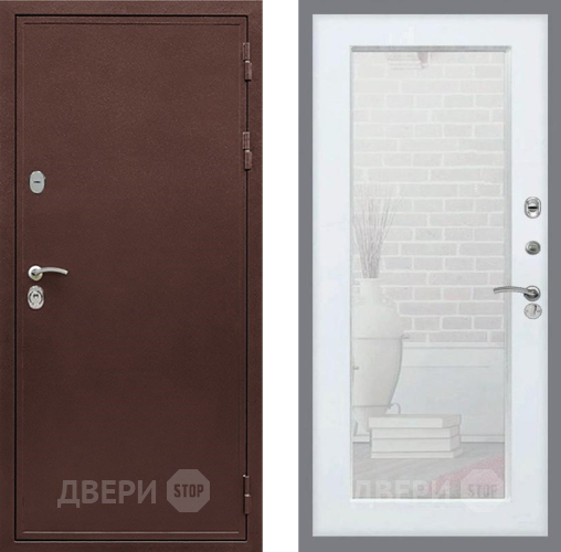 Дверь Рекс (REX) 5 металл 3 мм Зеркало Пастораль Белый ясень в Жуковский