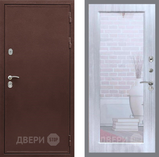 Входная металлическая Дверь Рекс (REX) 5 металл 3 мм Зеркало Пастораль Сандал белый в Жуковский